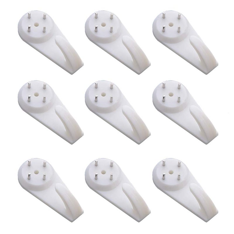 SYBL 20PCS White Powerful Concrete Hard Wall Drywall Picture Hangers - Non-Trace Hanging Hooks Traceless Nail Plastic Wall Hooks for Picture Photo Frame Clock Hangers (4cm/1.57" Length) - Image 1